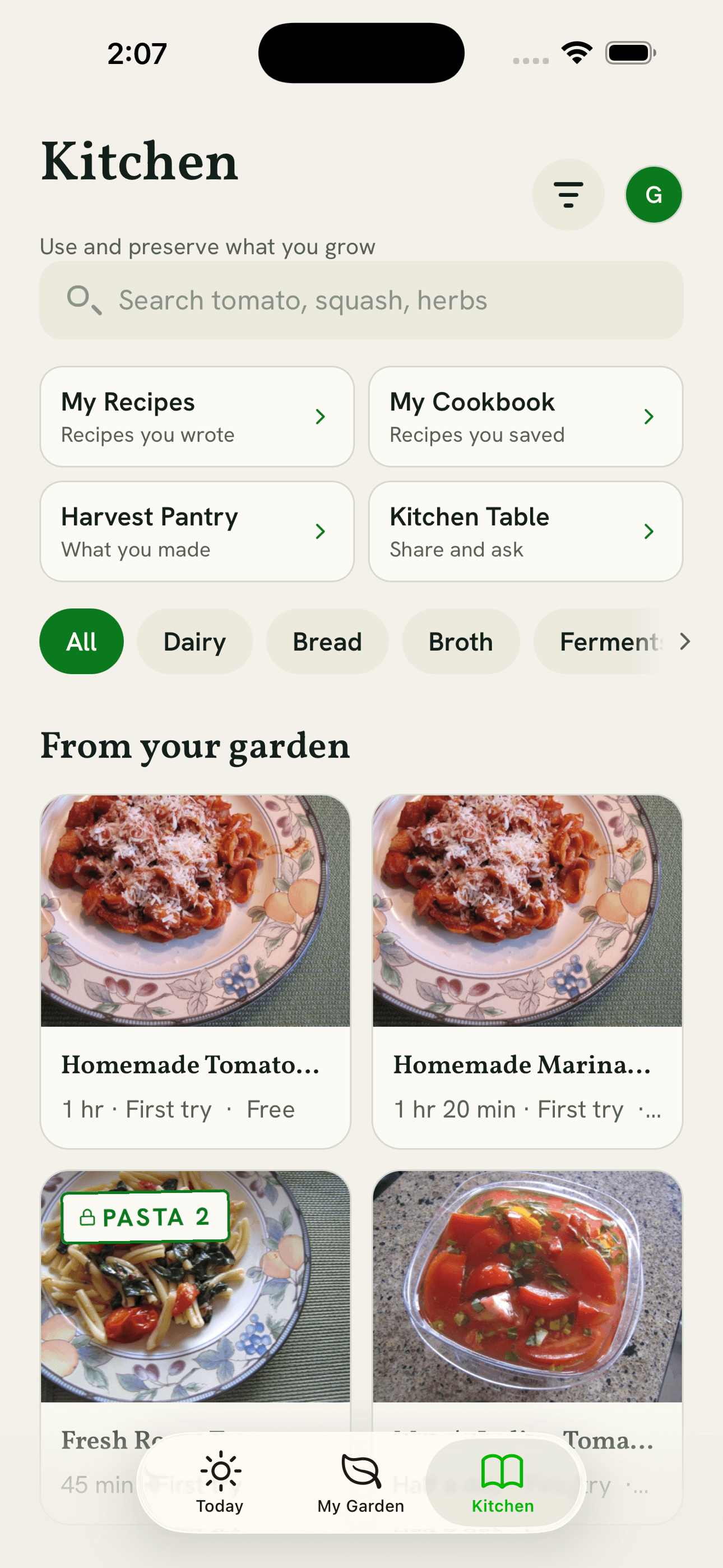 Using a garden harvest in the Kitchen